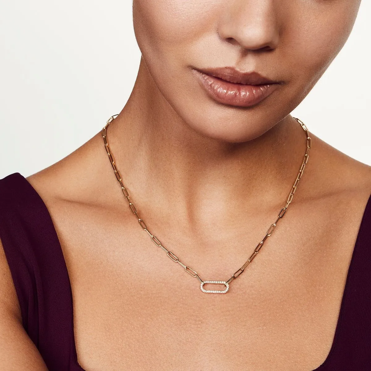 0.17ctw Diamond Small Pavé Link Necklace