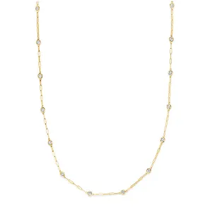 0.50 Carat Diamond by the Yard Paper Clip Necklace 14K Yellow Gold 18''
