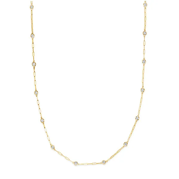 0.50 Carat Diamond by the Yard Paper Clip Necklace 14K Yellow Gold 18''