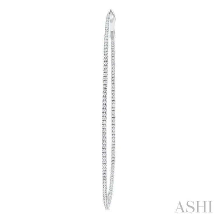 1 1/2 ctw Inside & Outside Round Cut Diamond Hoop Earring in 14K White Gold