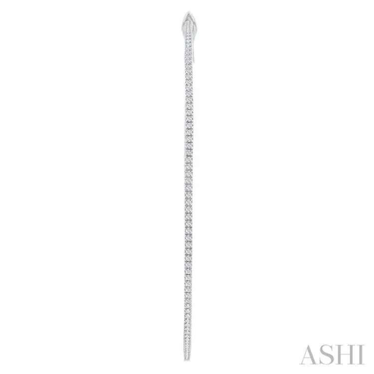 1 1/2 ctw Inside & Outside Round Cut Diamond Hoop Earring in 14K White Gold