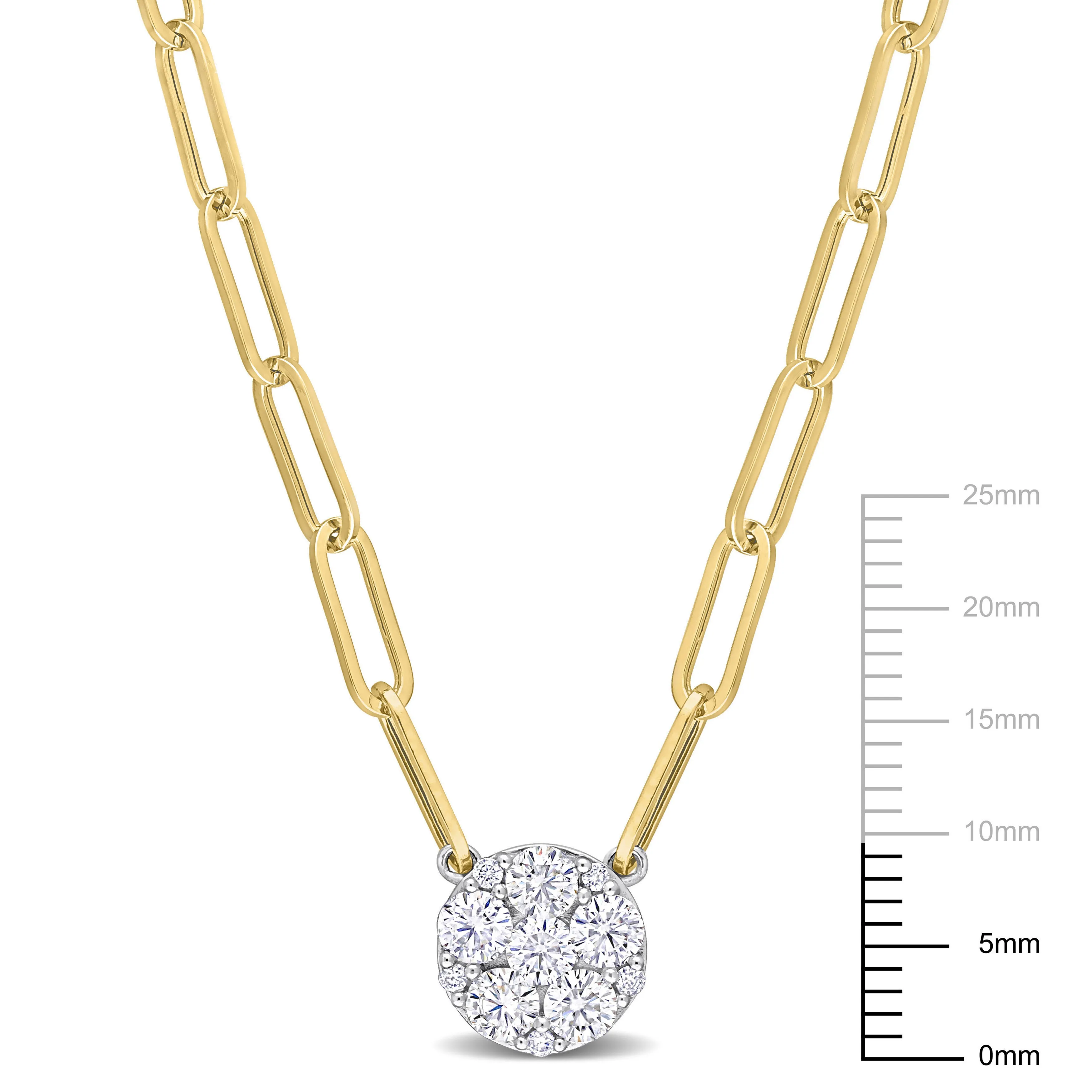 1 CT TW Diamond Cluster Pendant In 14K White Gold