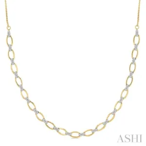 1 ctw Round Cut Diamond Oval Shape Link Necklace in 14K Yellow Gold