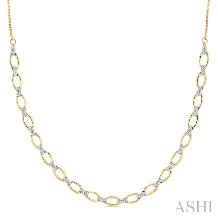 1 ctw Round Cut Diamond Oval Shape Link Necklace in 14K Yellow Gold