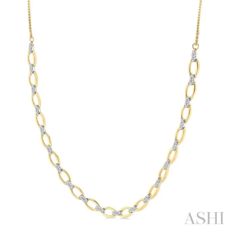 1 ctw Round Cut Diamond Oval Shape Link Necklace in 14K Yellow Gold