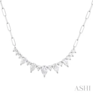 1 ctw Smile Graduated Pear and Round Cut Diamond Paperclip Necklace in 14K White Gold