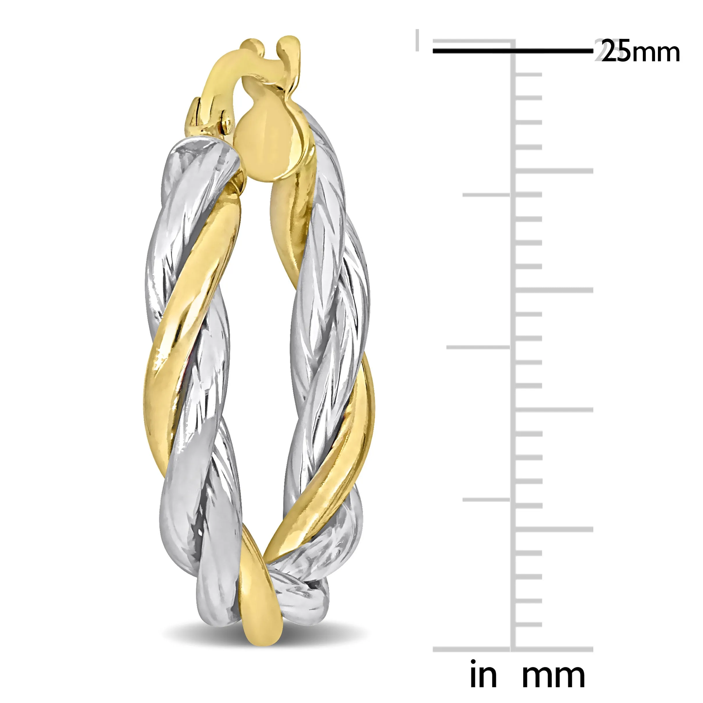 10K Two Toned Gold Twisted Hoop Earrings