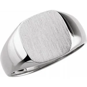 10K White 10x10 mm Square Signet Ring