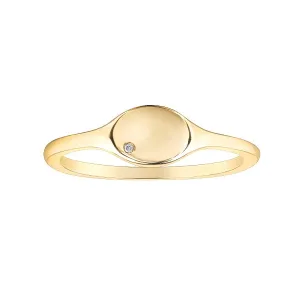 10K Yellow Gold (0.01ct) Diamond Oval Shaped Signet Ring