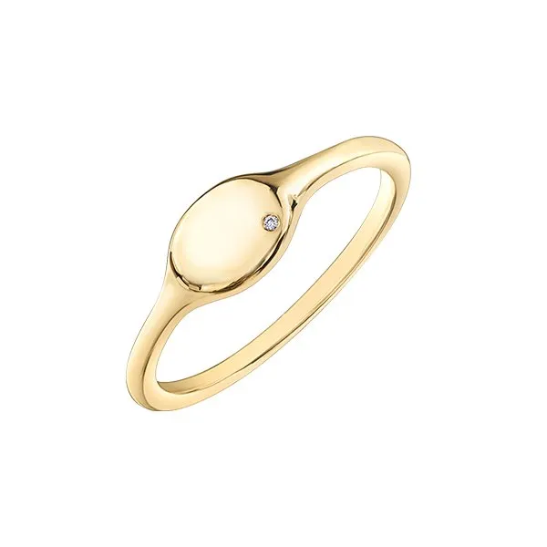 10K Yellow Gold (0.01ct) Diamond Oval Shaped Signet Ring