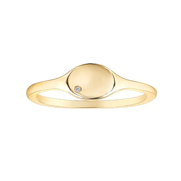 10K Yellow Gold (0.01ct) Diamond Oval Shaped Signet Ring