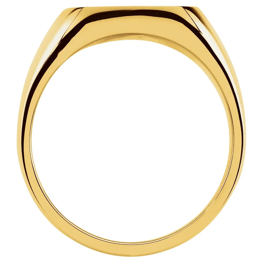 10k Yellow Gold 14mm Men's Solid Signet Ring , Size 11
