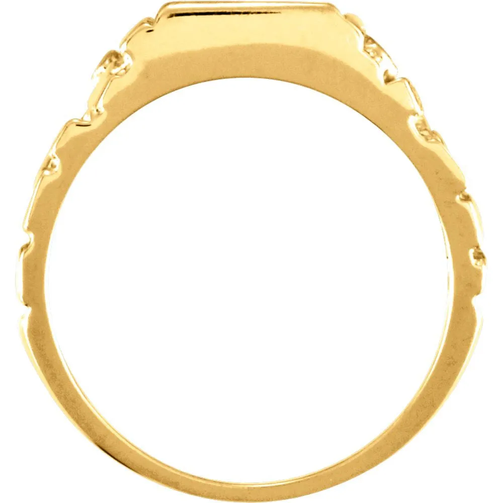 10k Yellow Gold 9mm Men's Nugget Signet Ring, Size 10