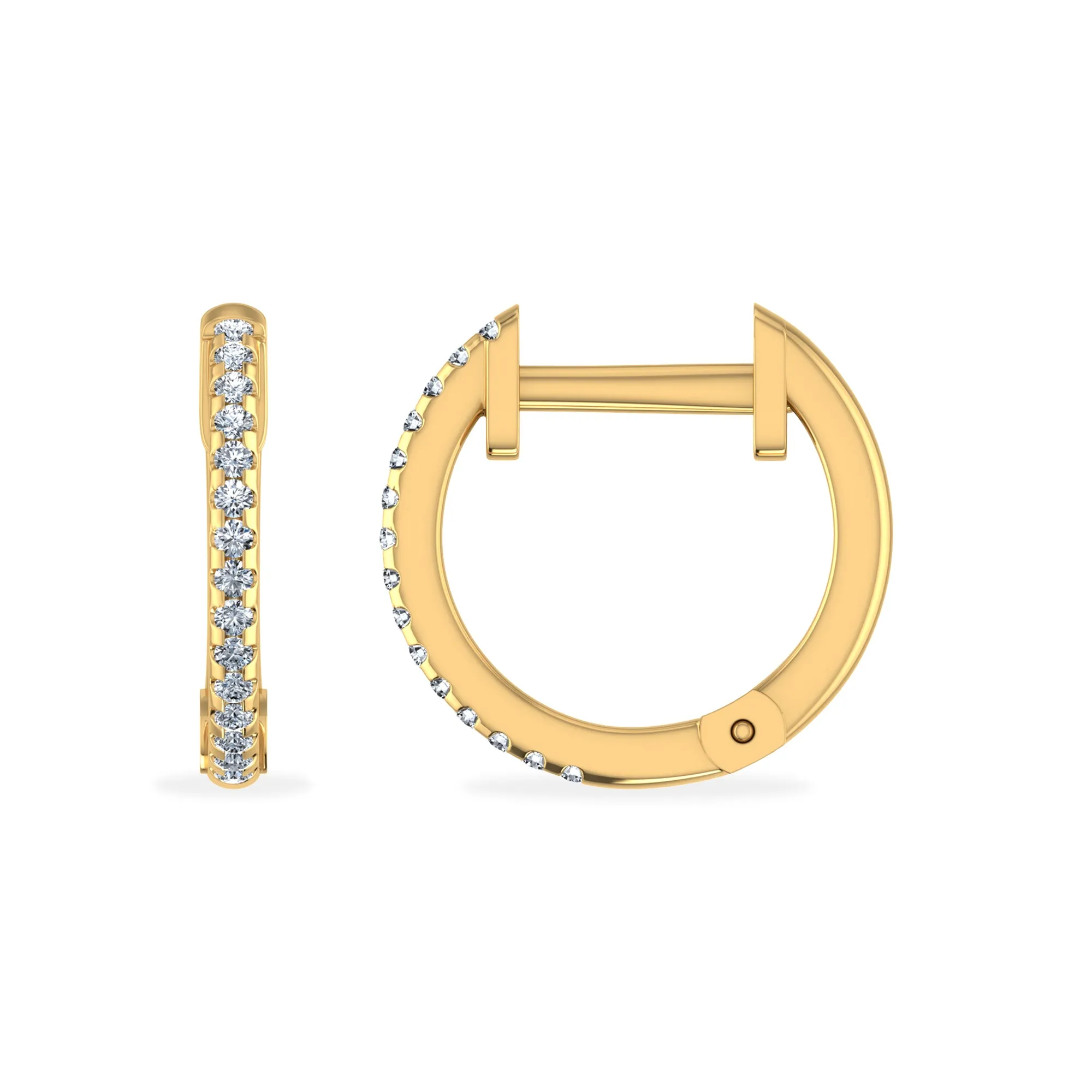10K Yellow Gold Round Diamond Diamond Hoop Earrings 1/16 Cttw