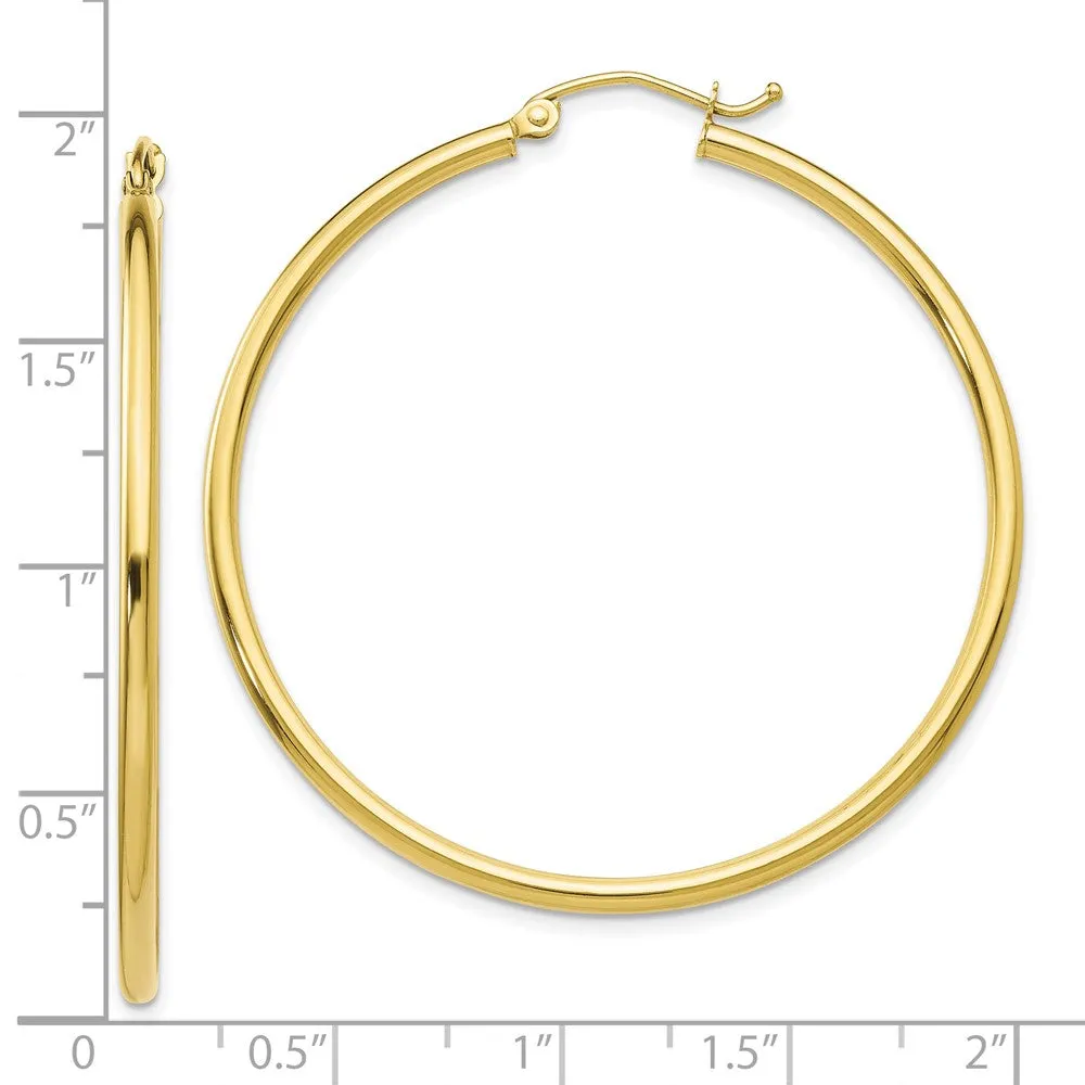 10KT Yellow Gold 42X2MM Hoop Earrings