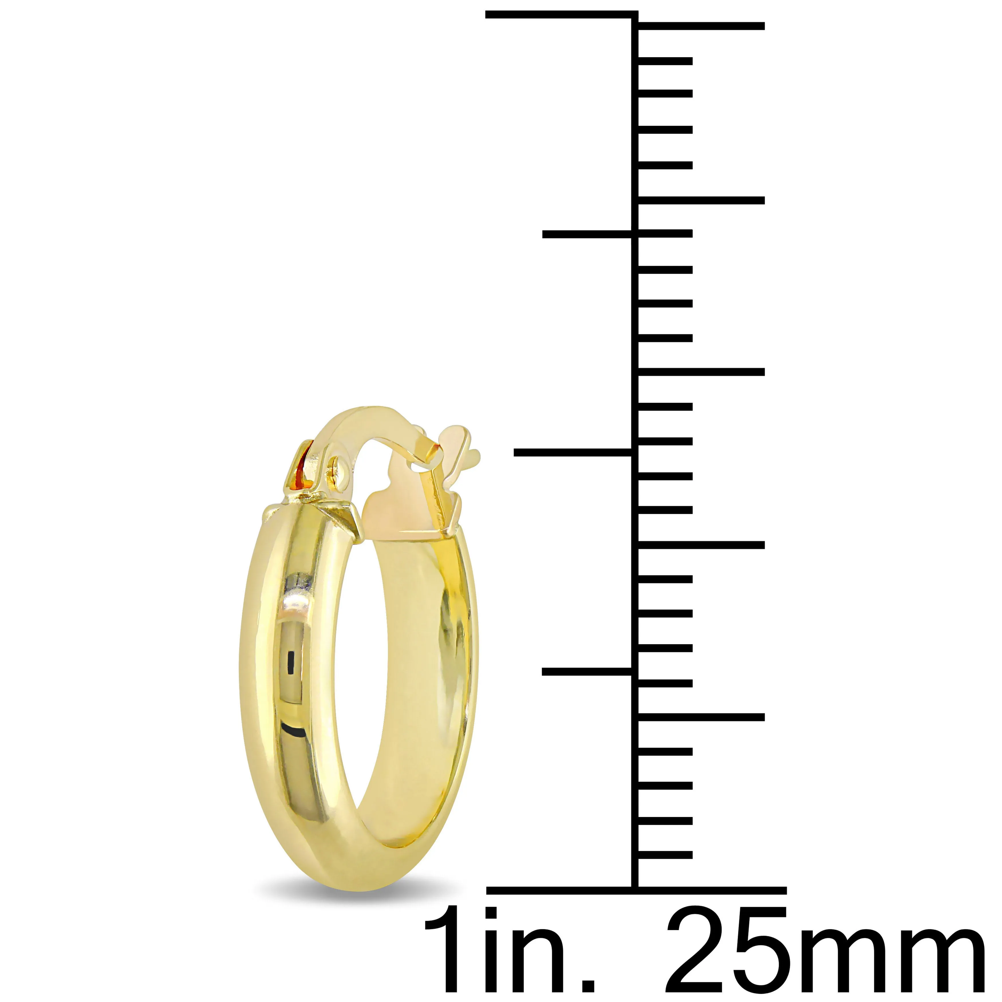 10KY 14mm Polished Hoop Earrings 3mm Width