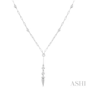 1/2 ctw Paperclip Bezel Set Round Cut Diamond Station Necklace in 14K White Gold