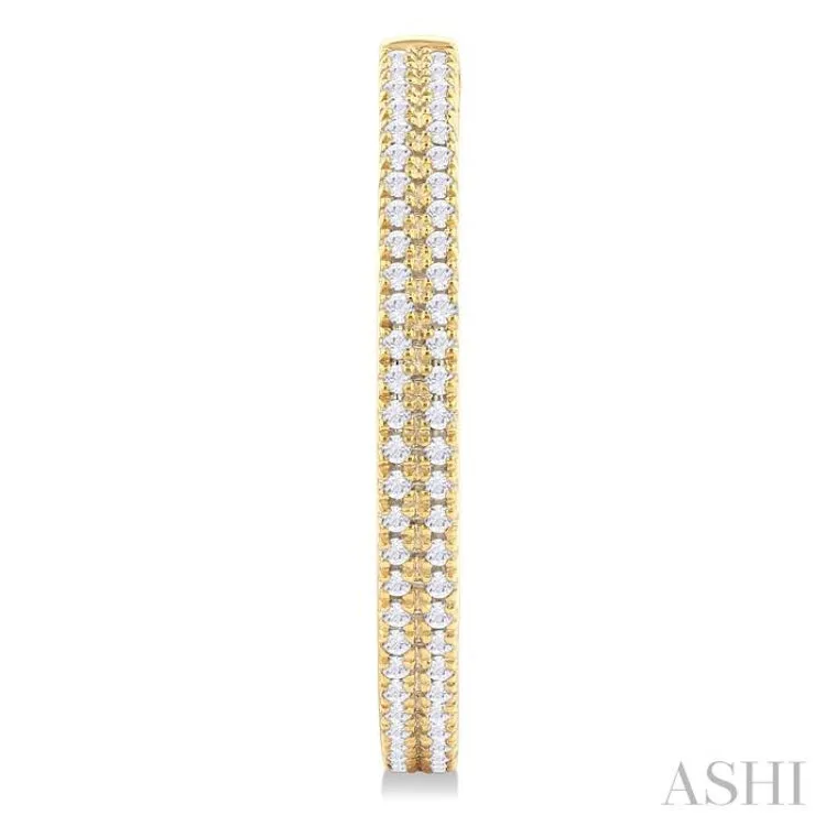 1/3 ctw Double Row Round Cut Diamond Fashion Half Hoop Earring in 14K Yellow Gold