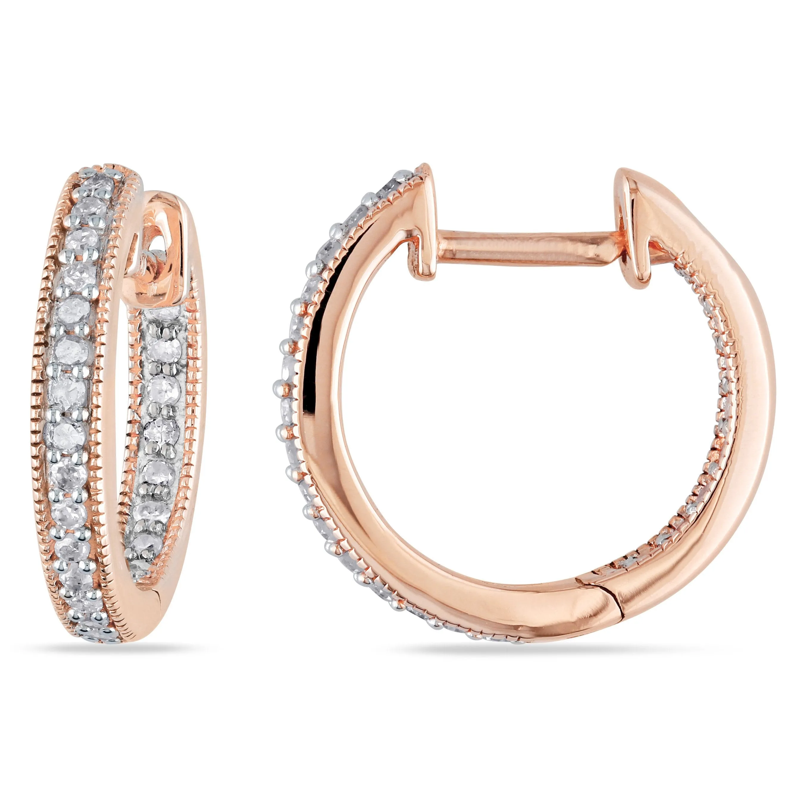 1/4 CT Diamond TW Hoop Earrings 14k Yellow Gold GH I1;I2