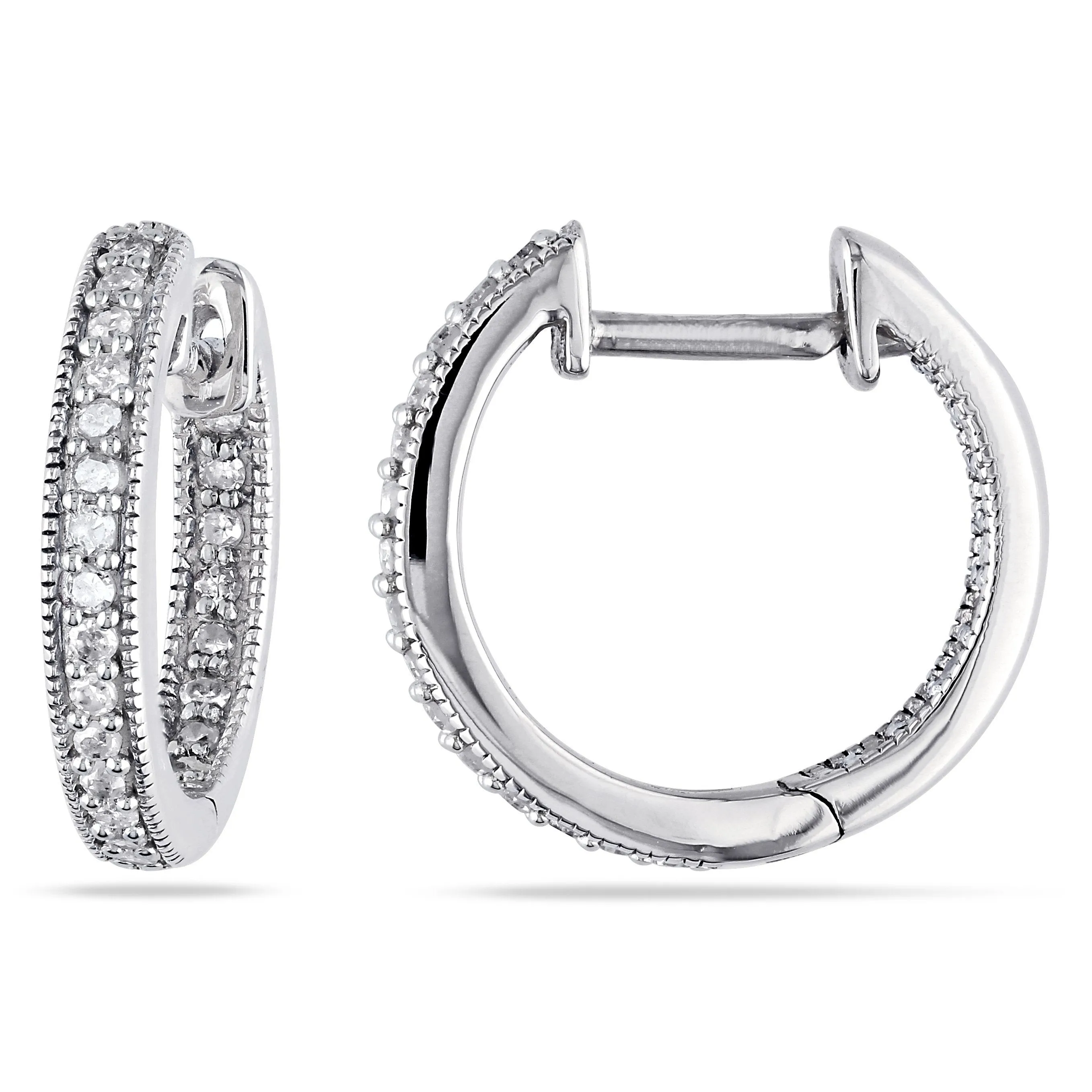 1/4 CT Diamond TW Hoop Earrings 14k Yellow Gold GH I1;I2