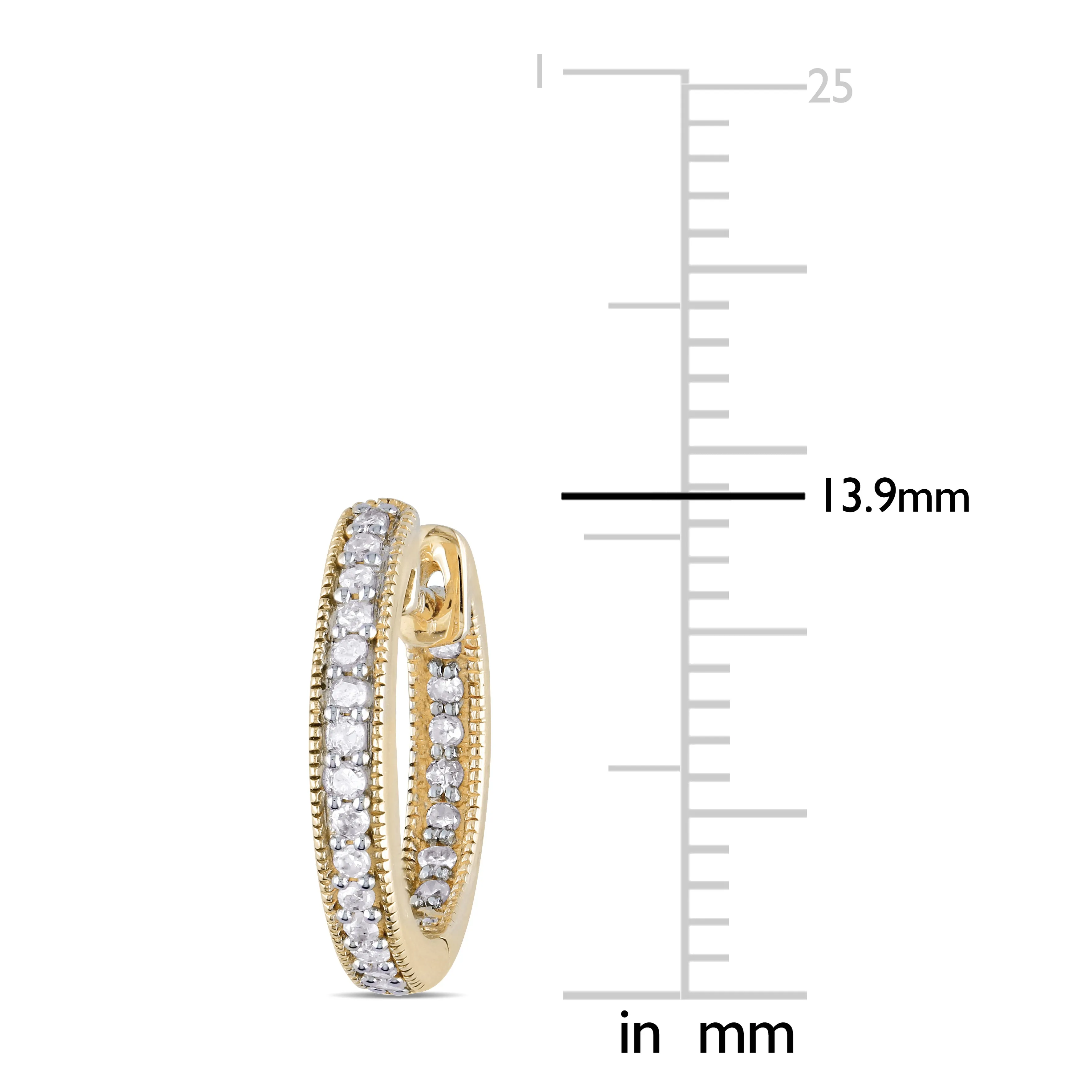 1/4 CT Diamond TW Hoop Earrings 14k Yellow Gold GH I1;I2