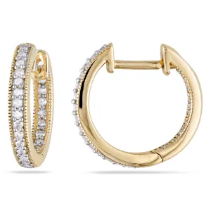 1/4 CT Diamond TW Hoop Earrings 14k Yellow Gold GH I1;I2