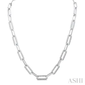 1/4 ctw Bold Round Cut Diamond Paperclip Necklace in Sterling Silver