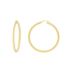 14K 50mm Rope Twist Hoop Earrings