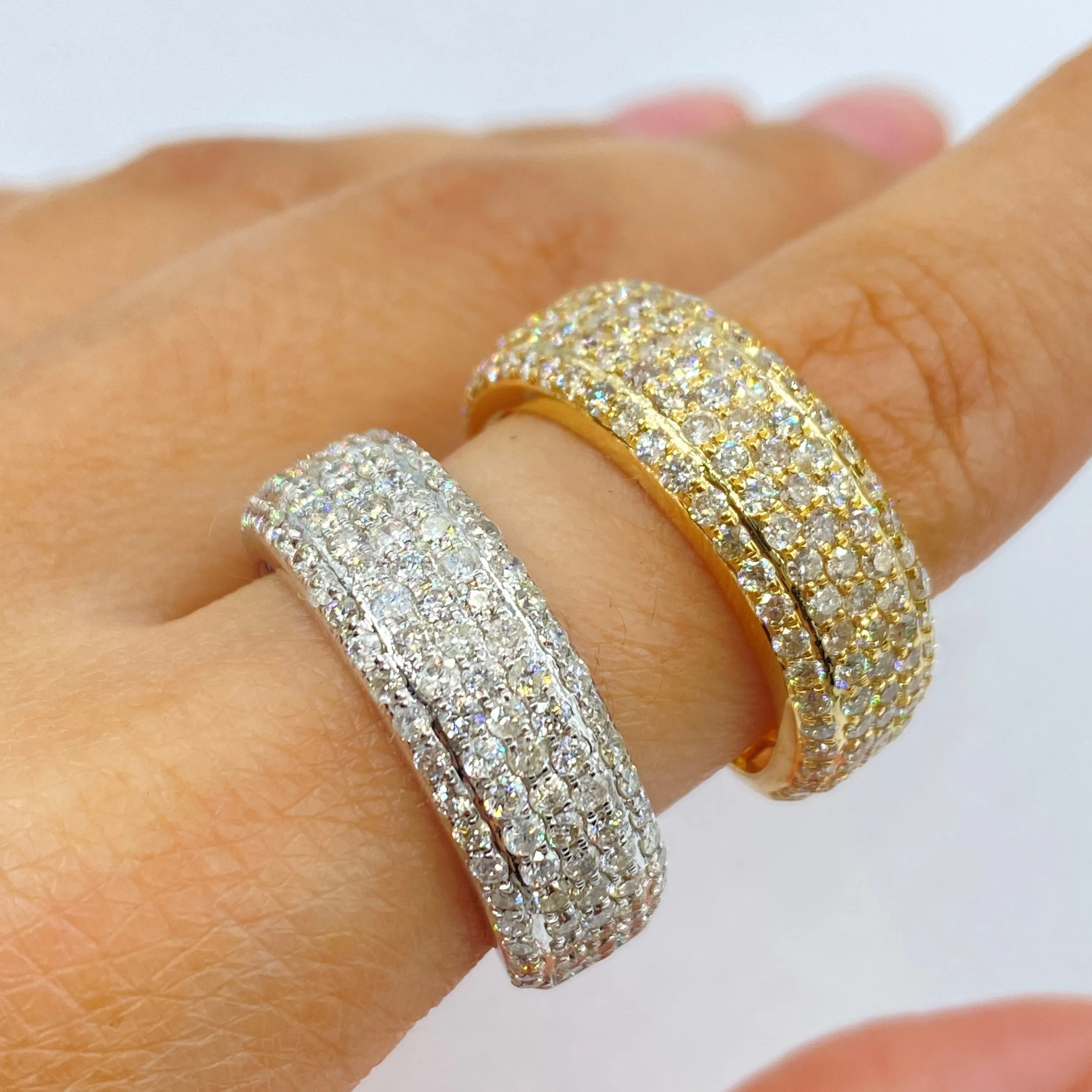 14K 7.4MM Iced Stack Diamond Ring Band
