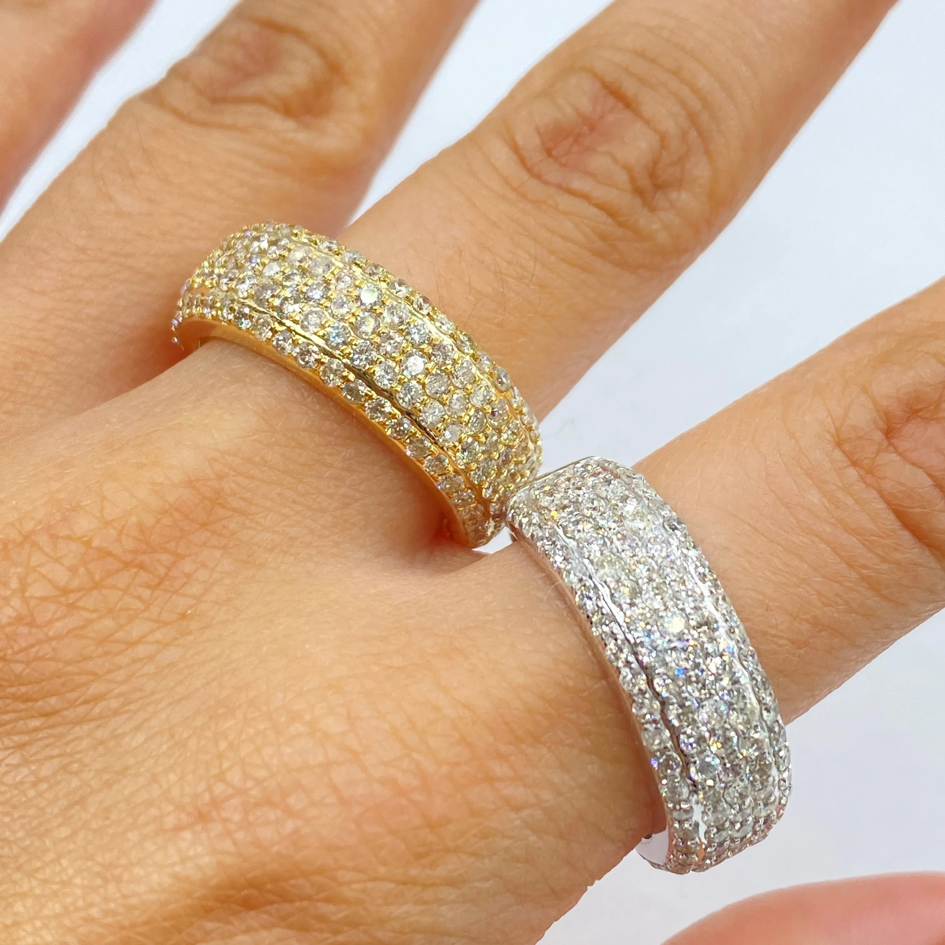 14K 7.4MM Iced Stack Diamond Ring Band