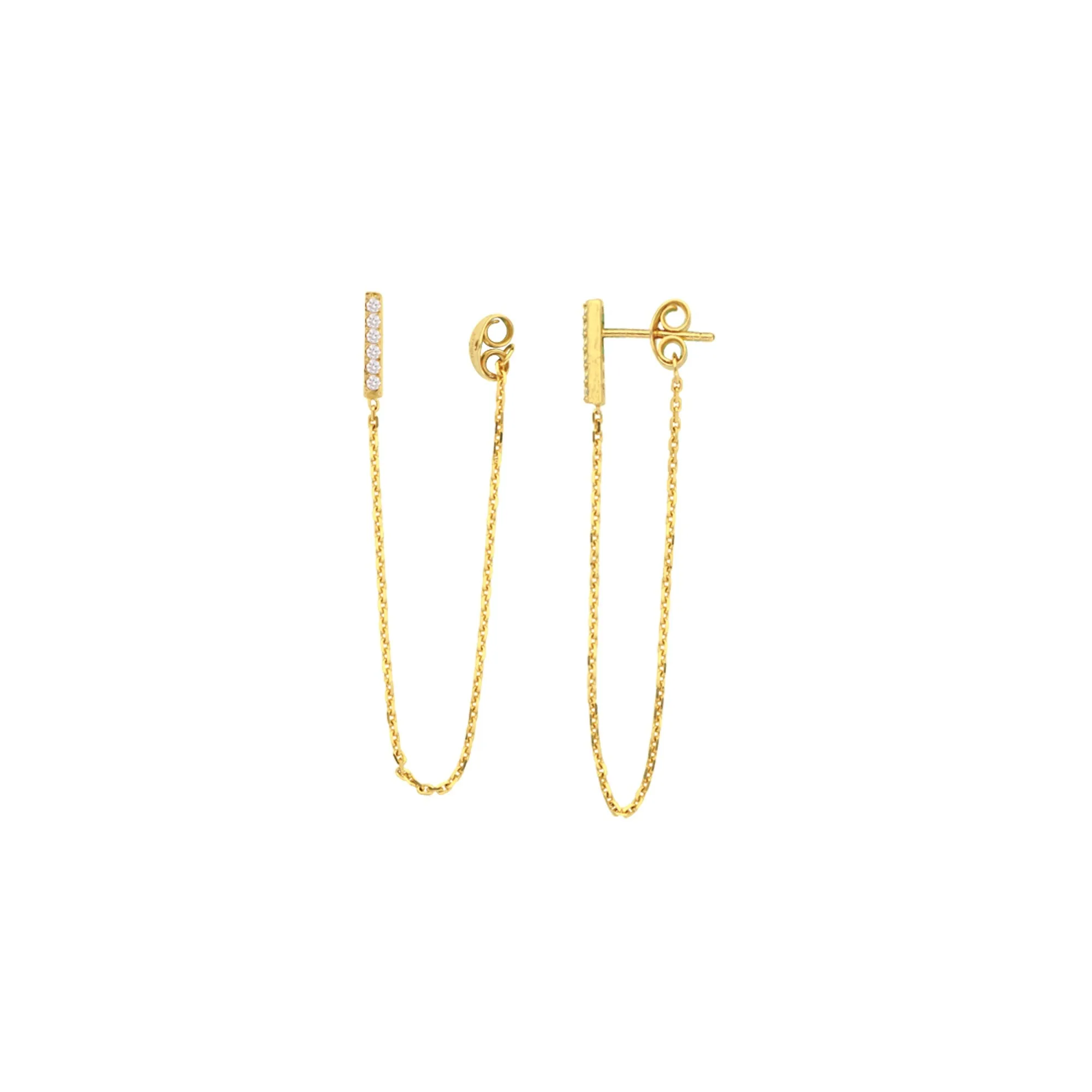14K BAR & CHAIN EARRINGS