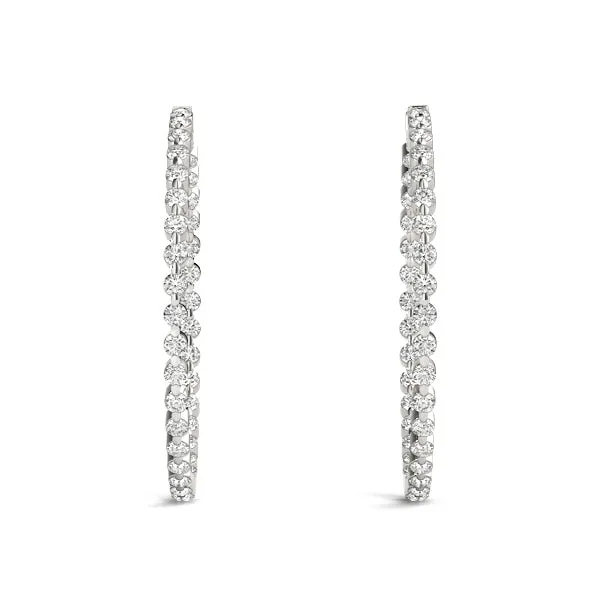 14k Bezel Set Hoop Diamond Earring