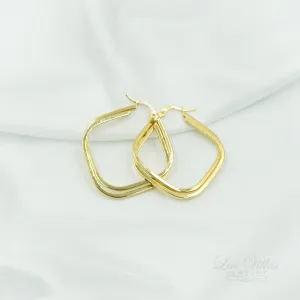 14K dual-Hoop squared Gold earrings