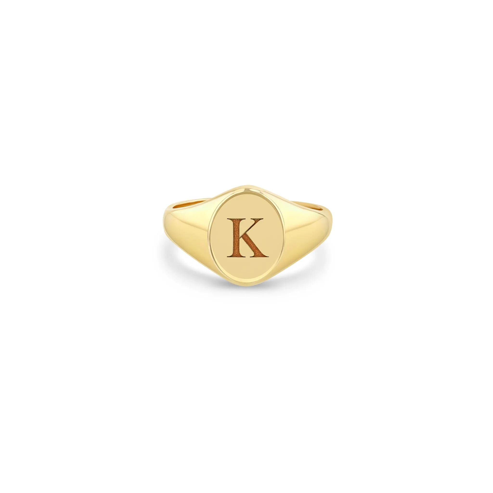 14k Engraved Initial Oval Signet Ring