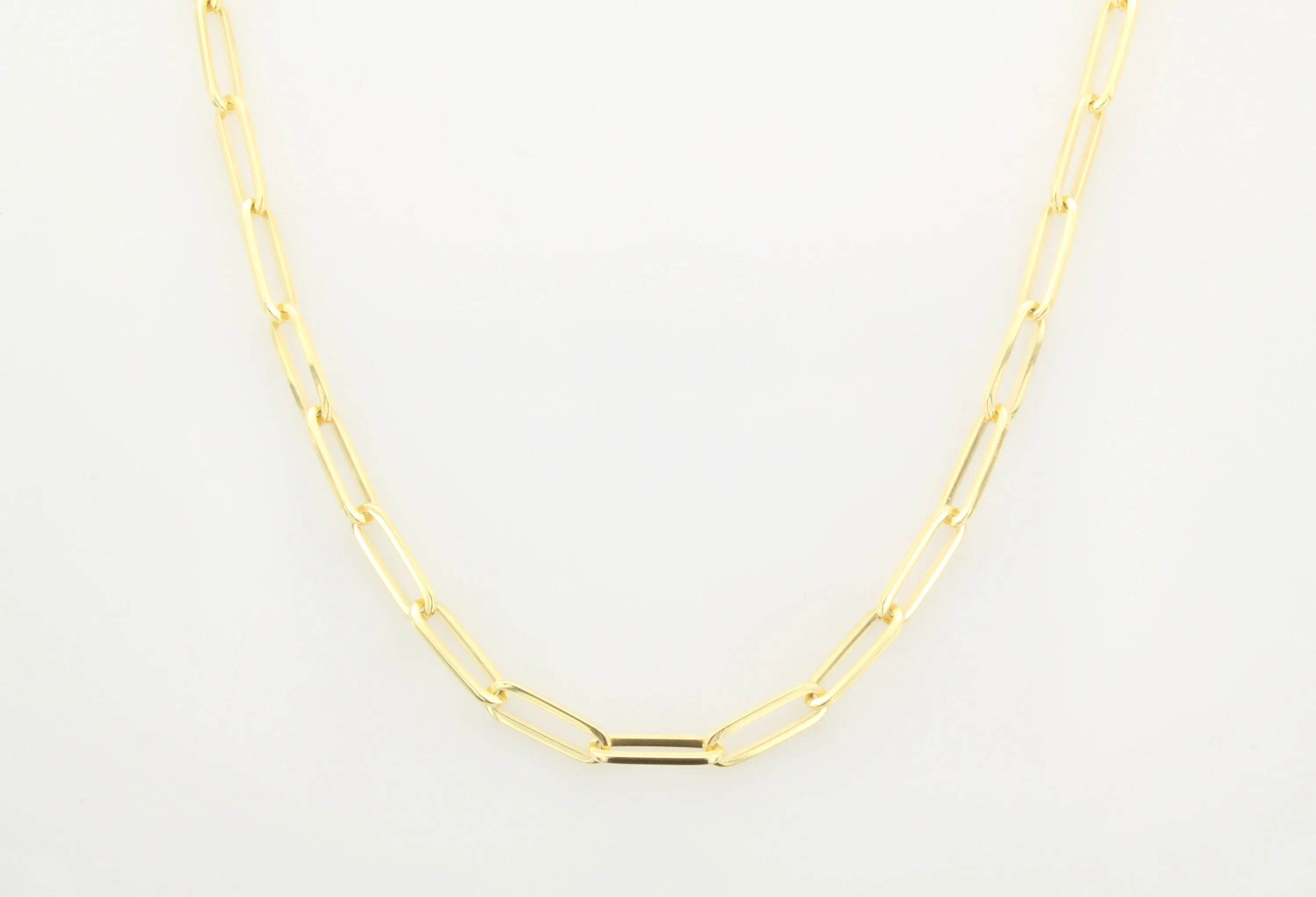 14K Gold 3.85MM Large Link Paperclip Chain Necklace