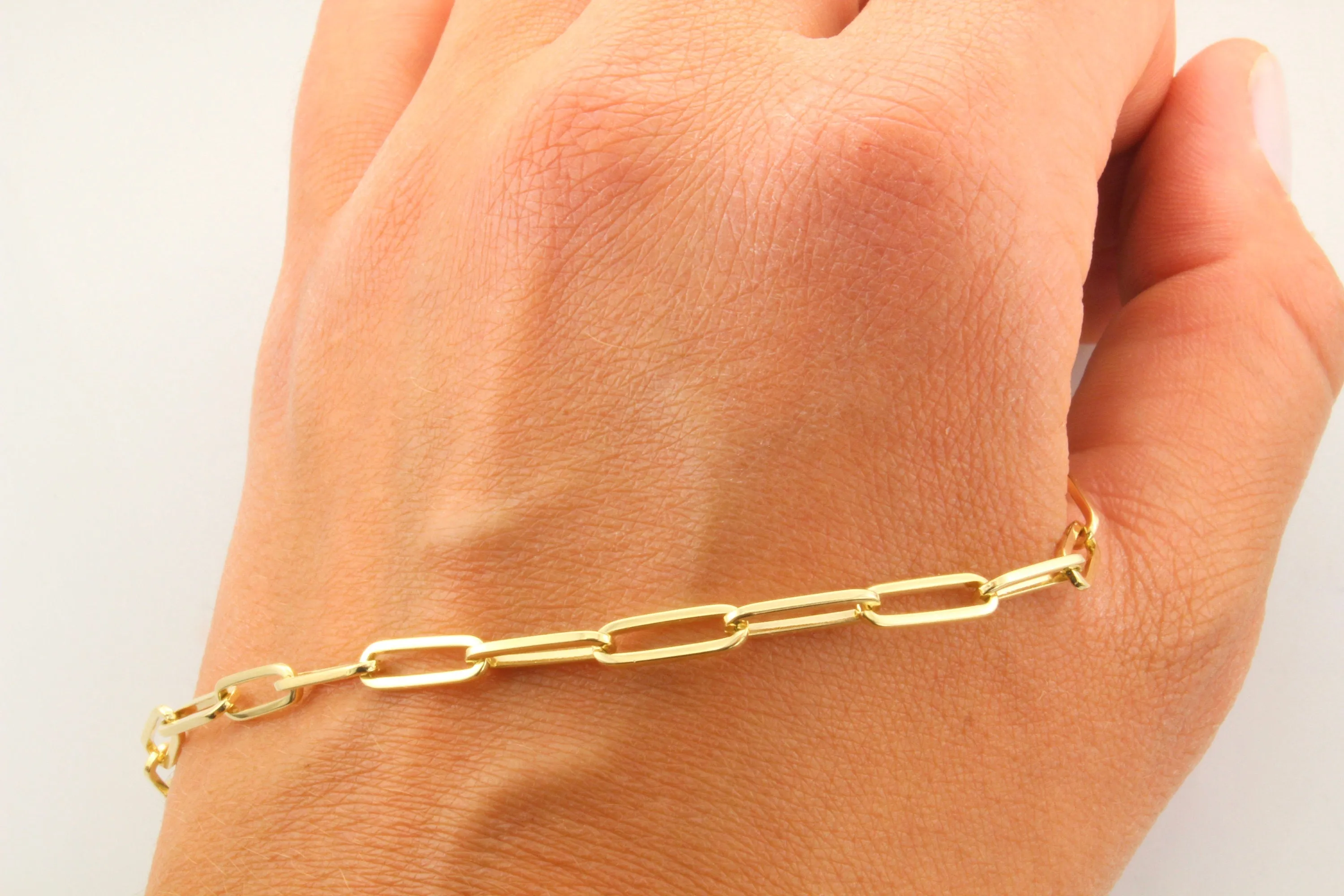14K Gold 3.85MM Large Link Paperclip Chain Necklace