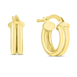 14K Gold 8mm Double Row Round Hoops