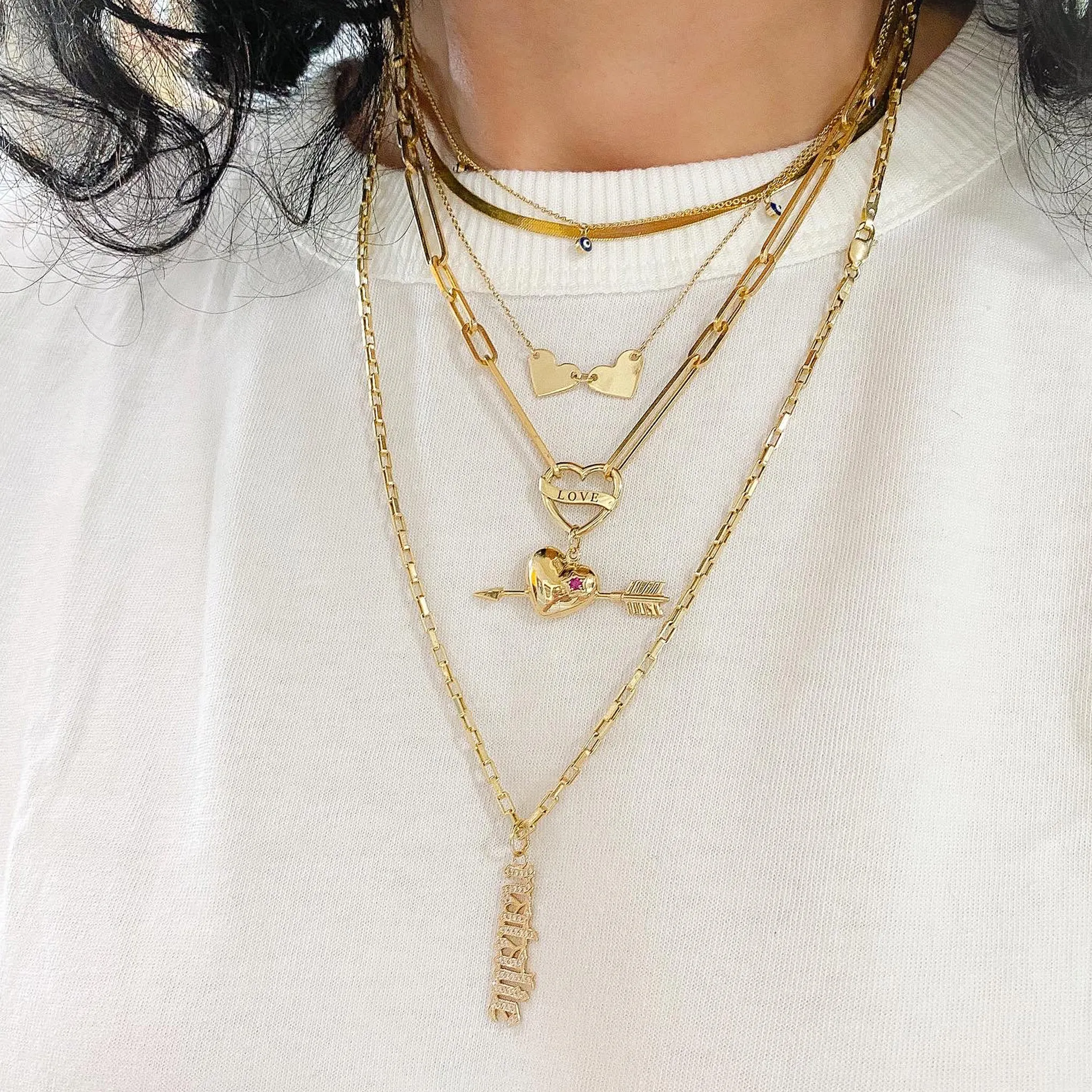 14K Gold Alternating 3 to 1 Elongated Oval Link Chain Necklace, Large Size