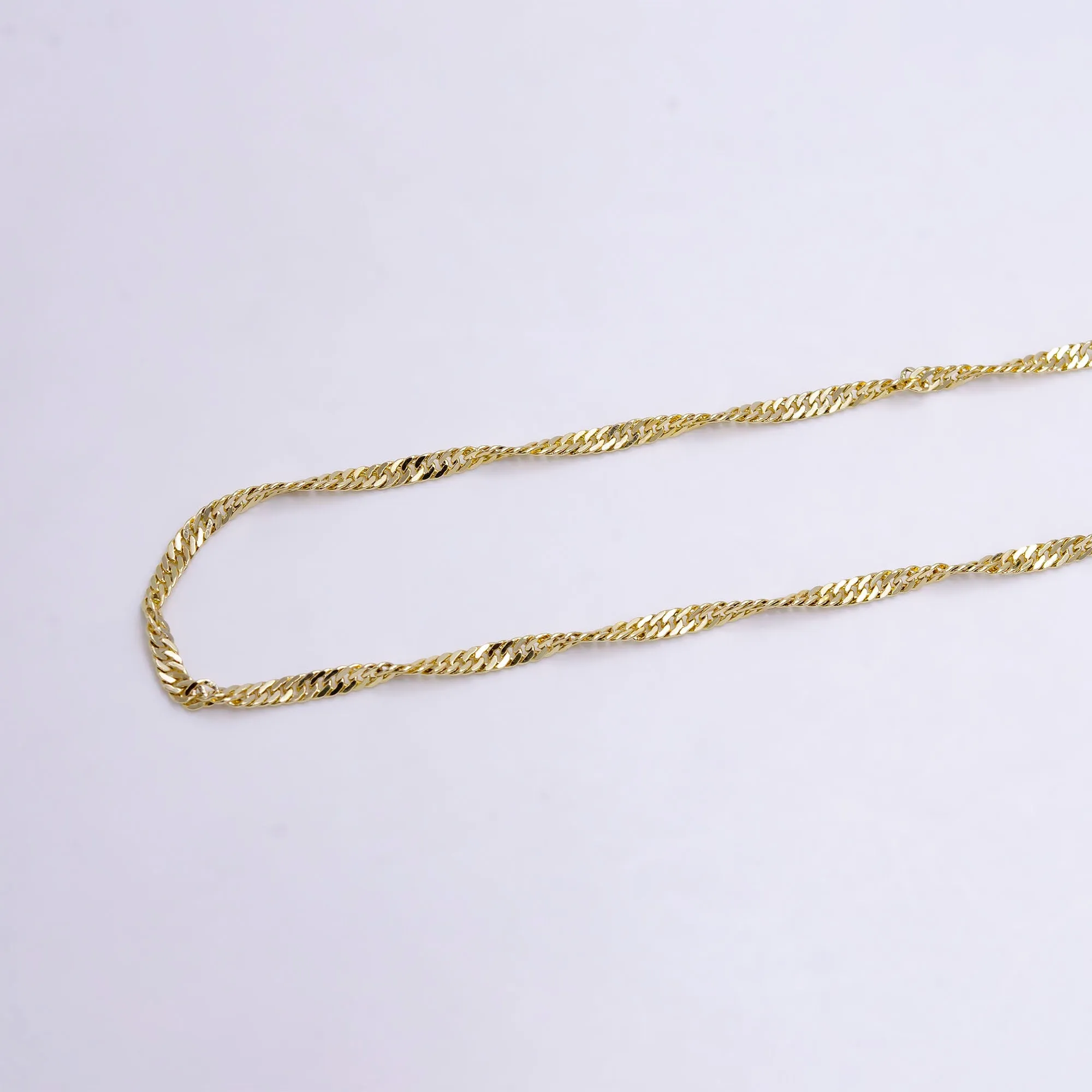 14K Gold Filled 2mm Curb Singapore 18 Inch Layering Chain Necklace | CN-791