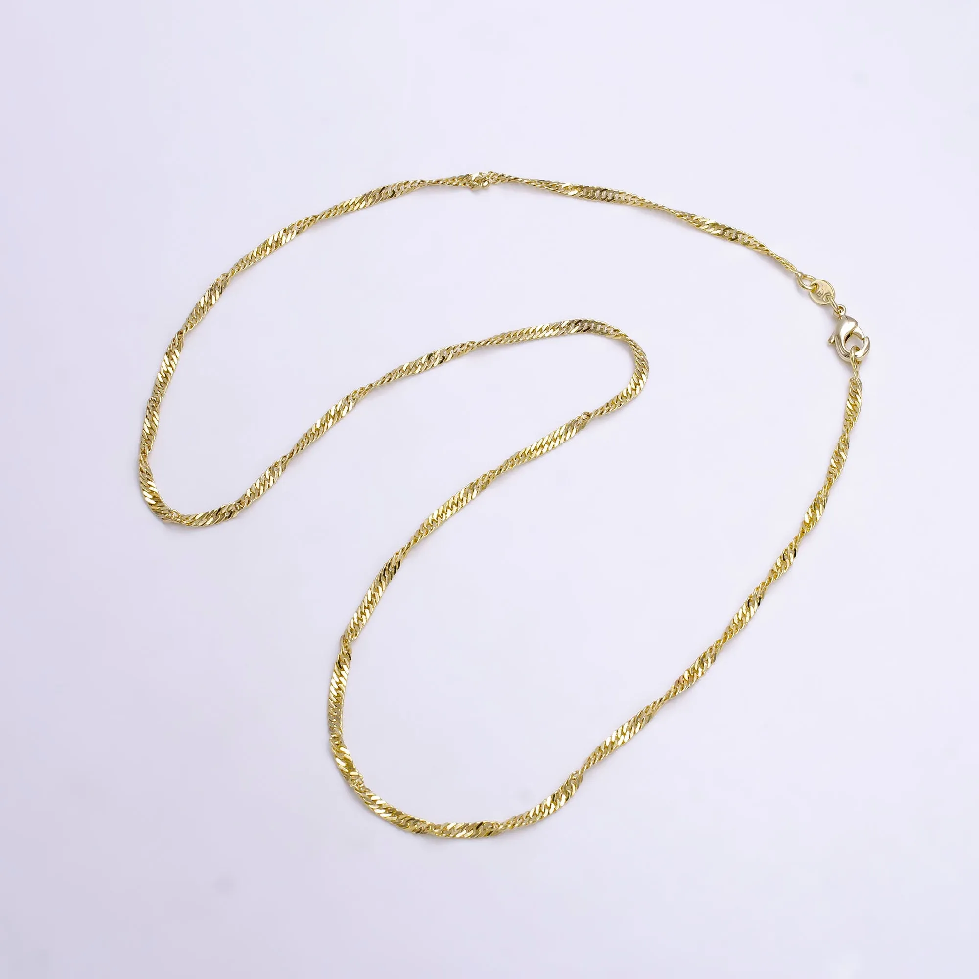 14K Gold Filled 2mm Curb Singapore 18 Inch Layering Chain Necklace | CN-791