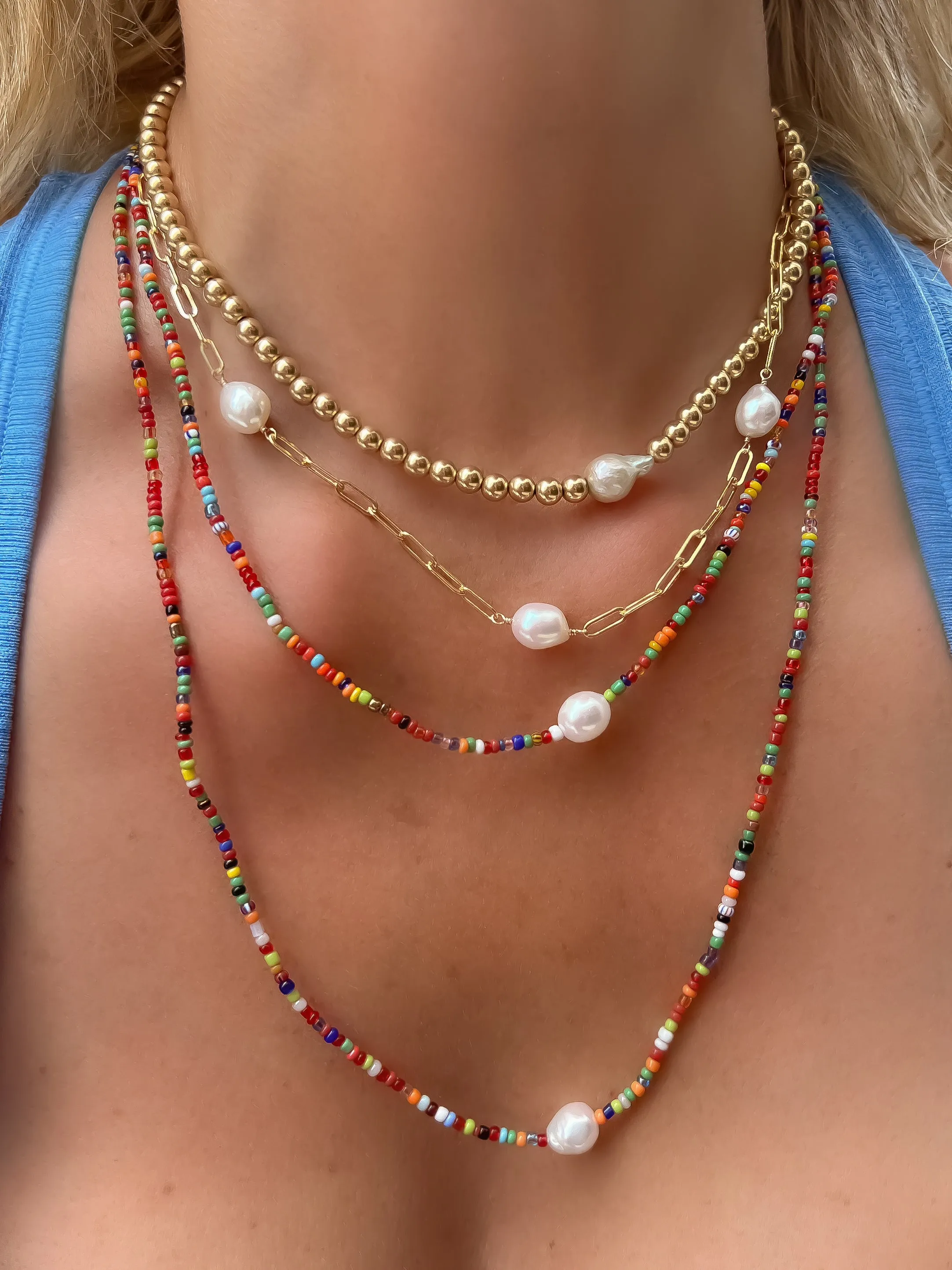 14k Gold Filled Paperclip Necklace with Pearl