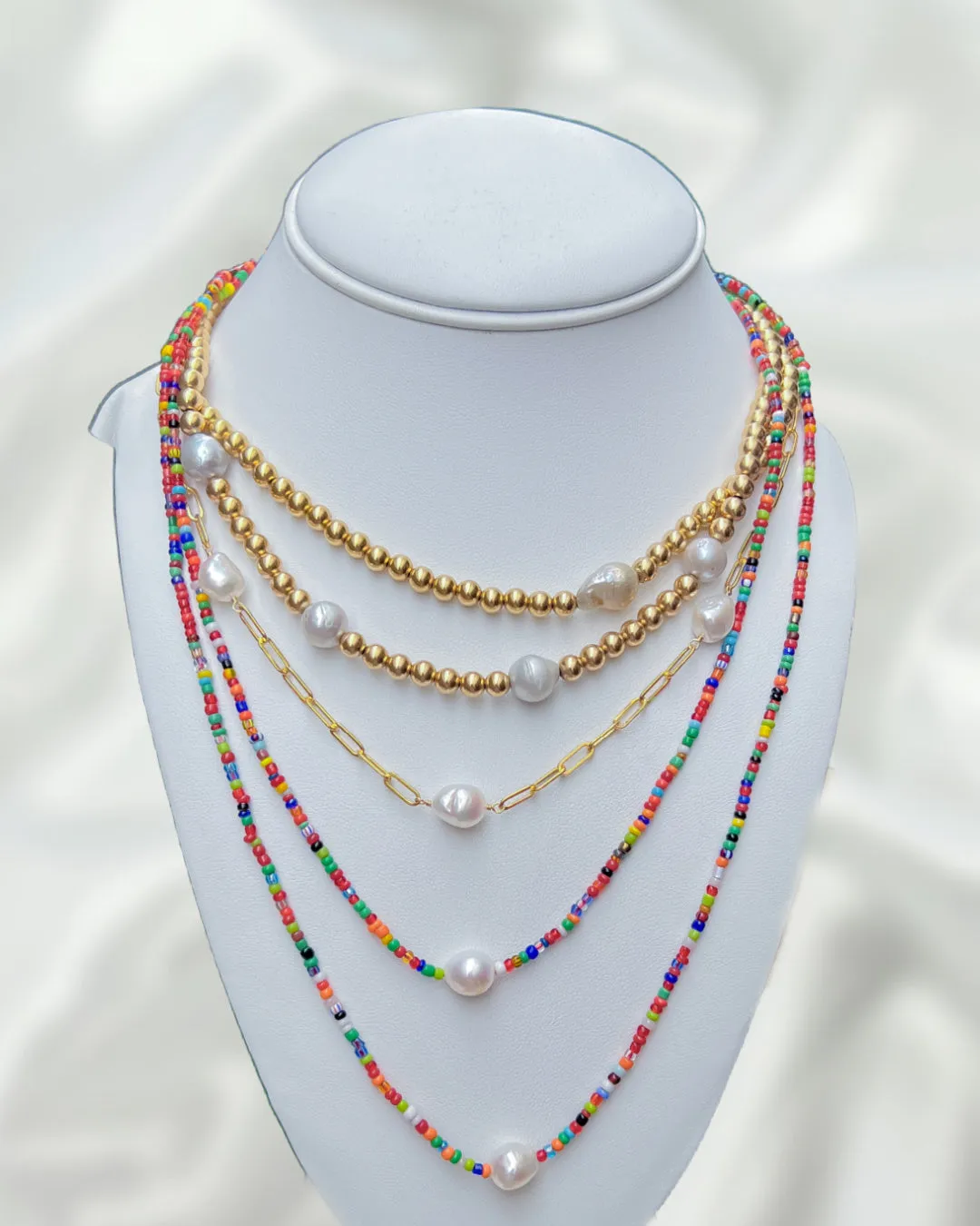 14k Gold Filled Paperclip Necklace with Pearl