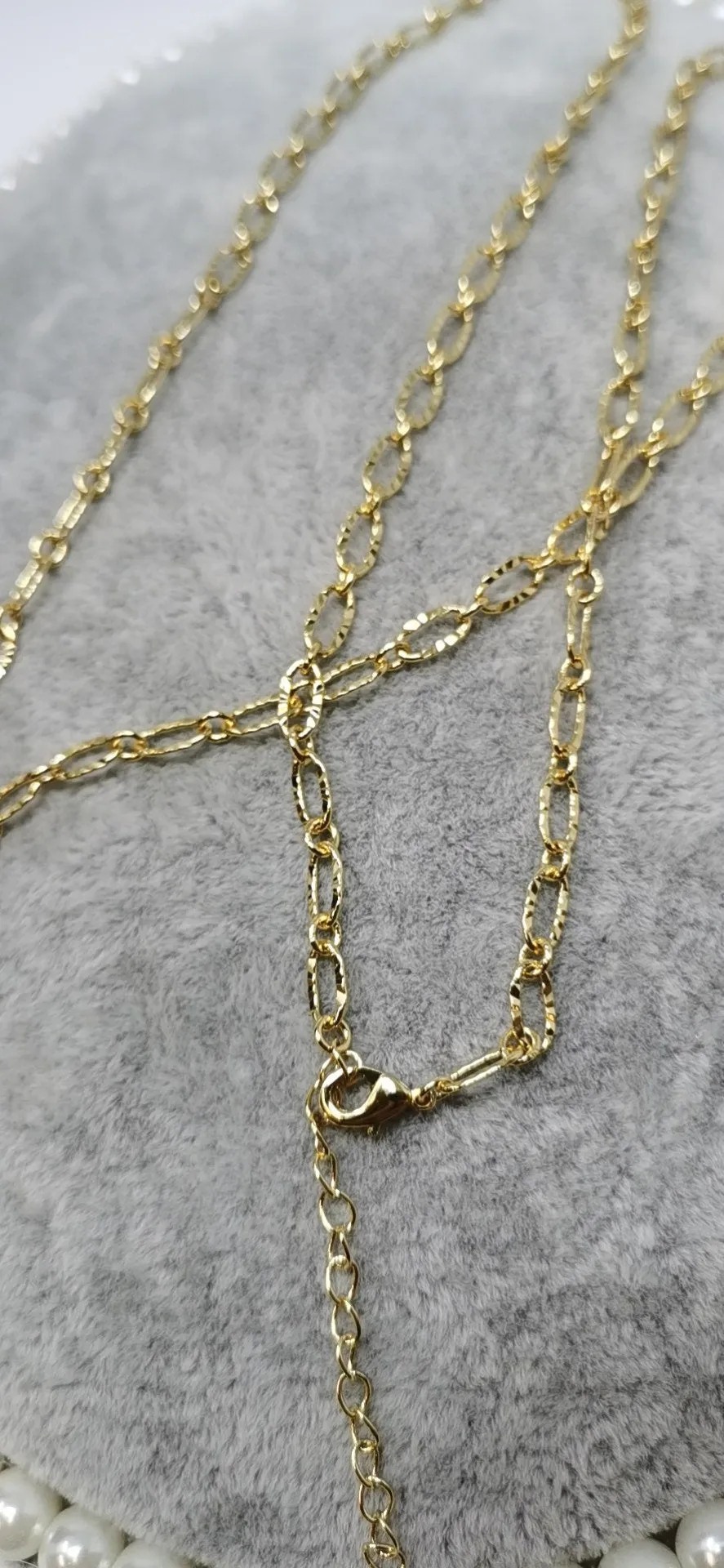 14K Gold Filled Sunburst Paperclip Double Layering 29.5 Inch Chain Necklace