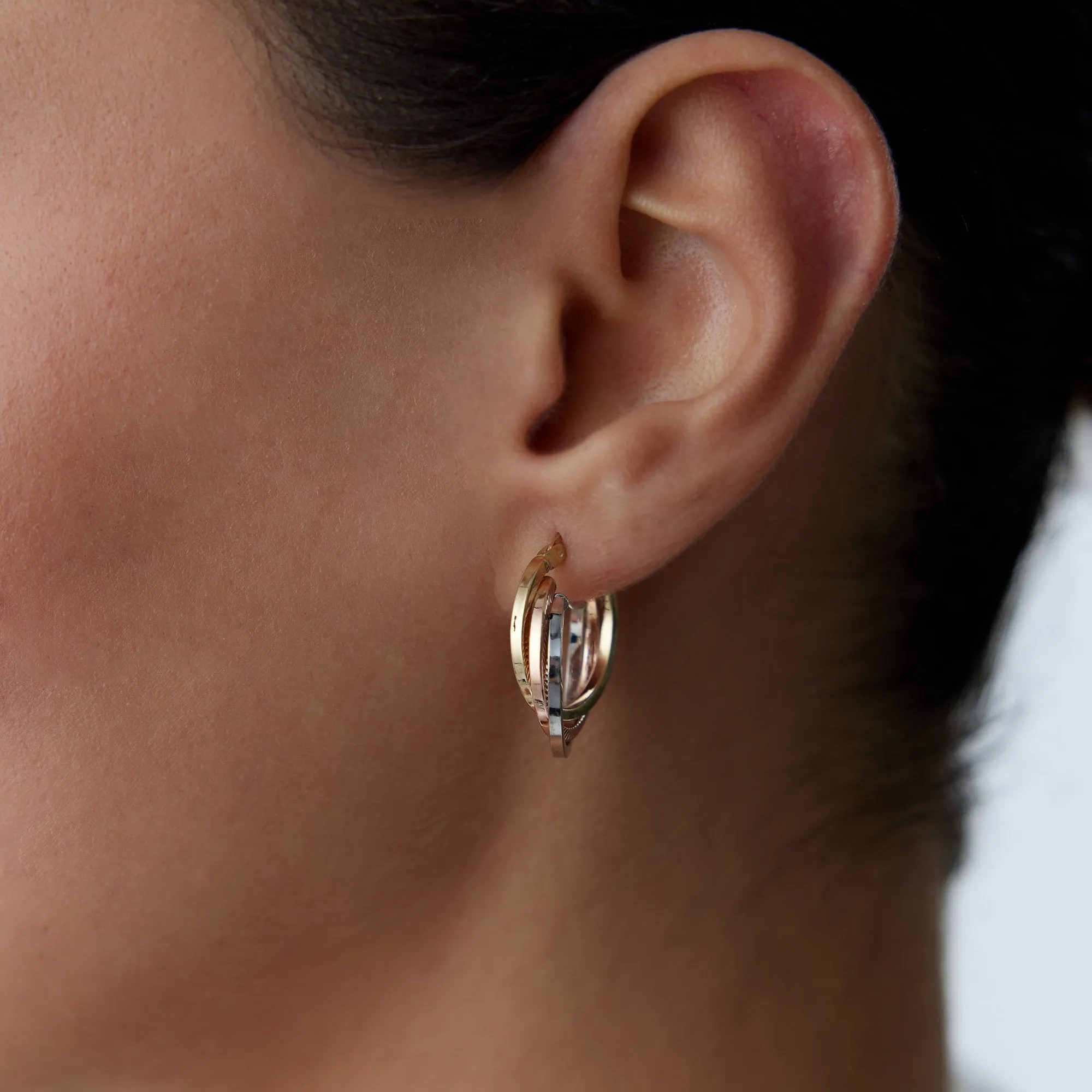 14k Gold Hoop Earrings Trio Color Klef Hoop earrings