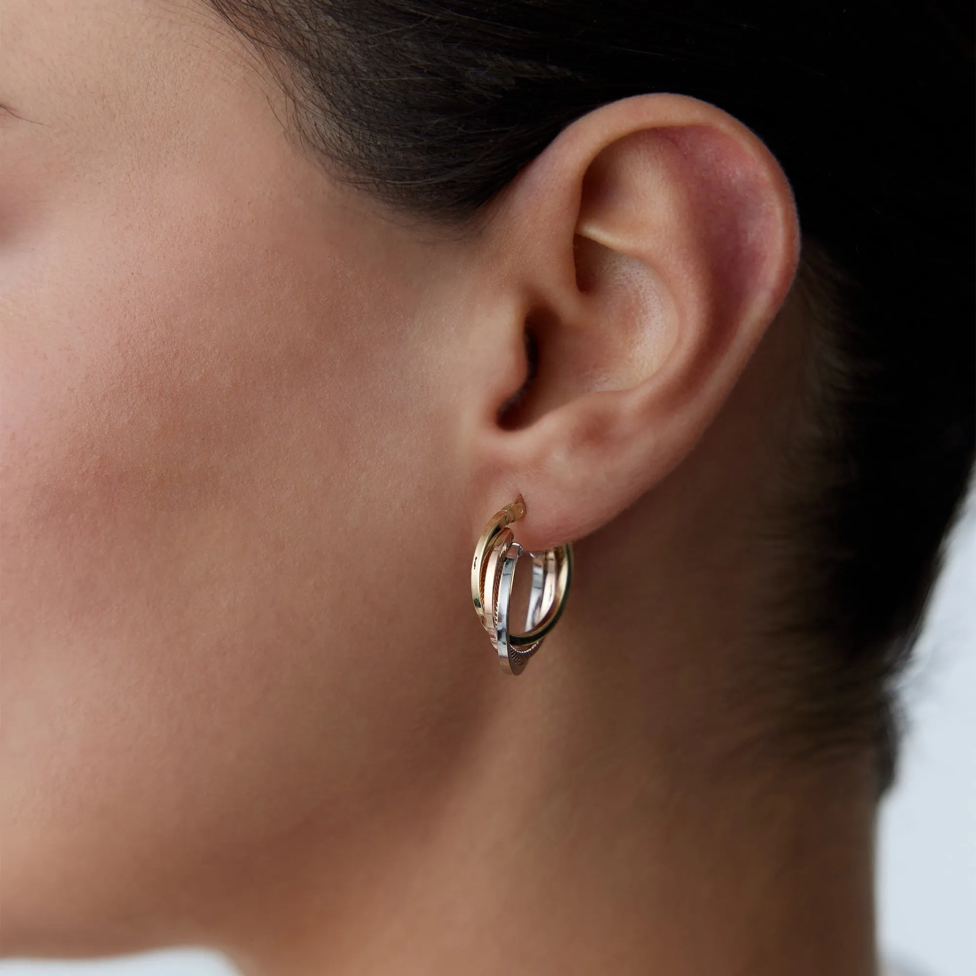 14k Gold Hoop Earrings Trio Color Klef Hoop earrings