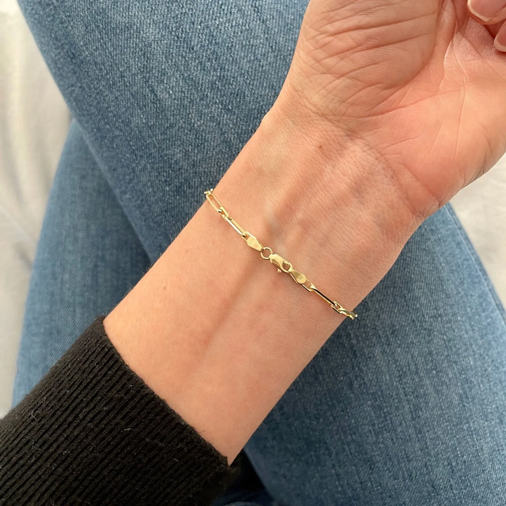 14K Gold Mixed Paperclip Link Bracelet