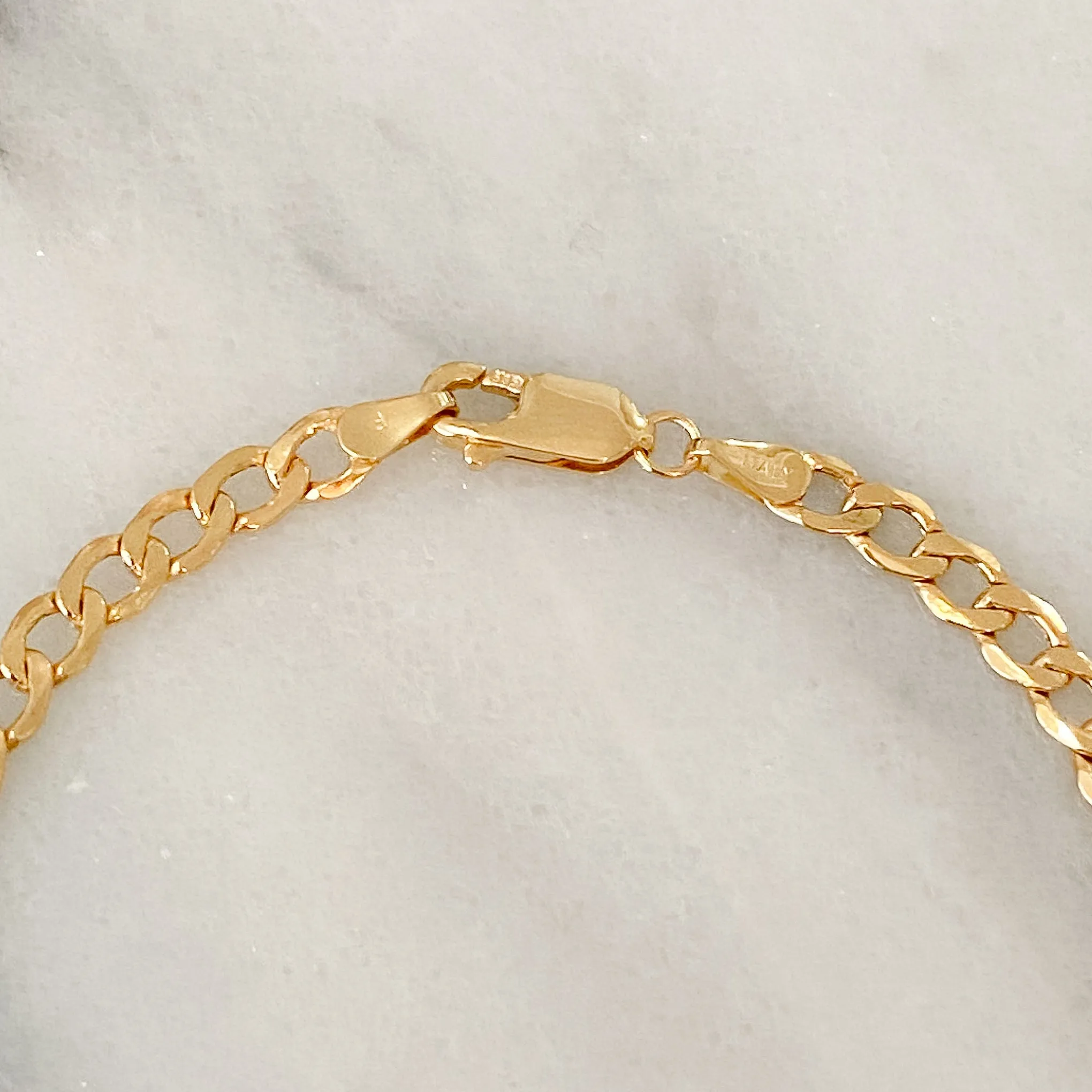14K Gold Open Curb Link Chain Necklace, Medium Size Link