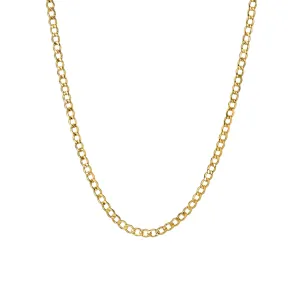 14K Gold Open Curb Link Chain Necklace, Medium Size Link