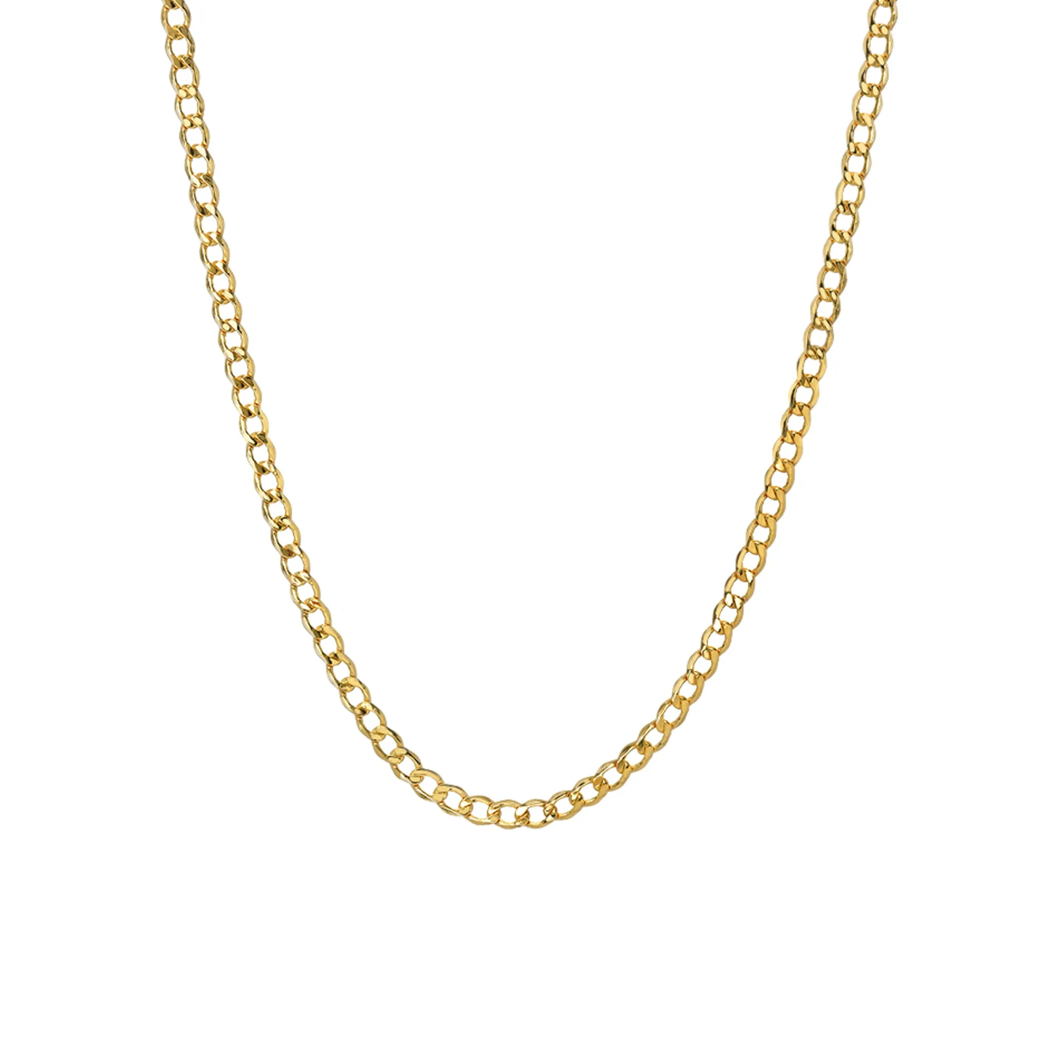 14K Gold Open Curb Link Chain Necklace, Medium Size Link