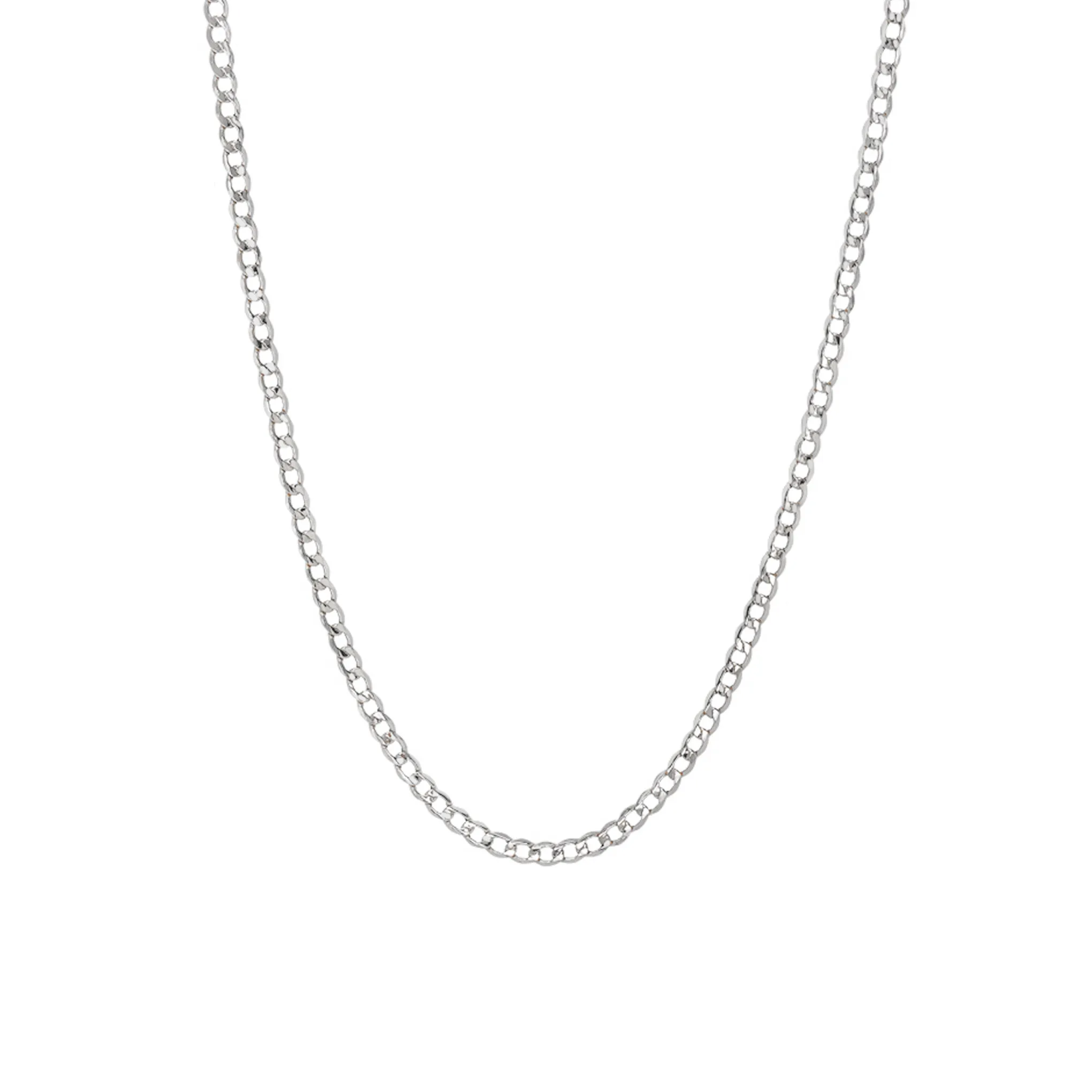 14K Gold Open Curb Link Chain Necklace, Small Size Link